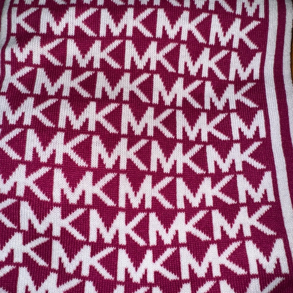 Magenta and White Michael Kors logo Scarf